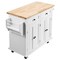 White Solid Wood and MDF Kitchen Island with Drop Leaf and Lockable Wheels